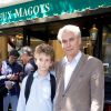 Laurent Laffont et son fils Paul lors du déjeuner Père & Fils, mardi 24 juin 2014, aux Deux Magots à Paris.