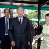 Louis, Valéry Giscard d'Estaing et Catherine Mathivat ors du déjeuner Père & Fils, mardi 24 juin 2014, aux Deux Magots à Paris.