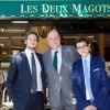 Le Vicomte Jean d'Indy et ses fils lors du déjeuner Père & Fils, mardi 24 juin 2014, aux Deux Magots à Paris.