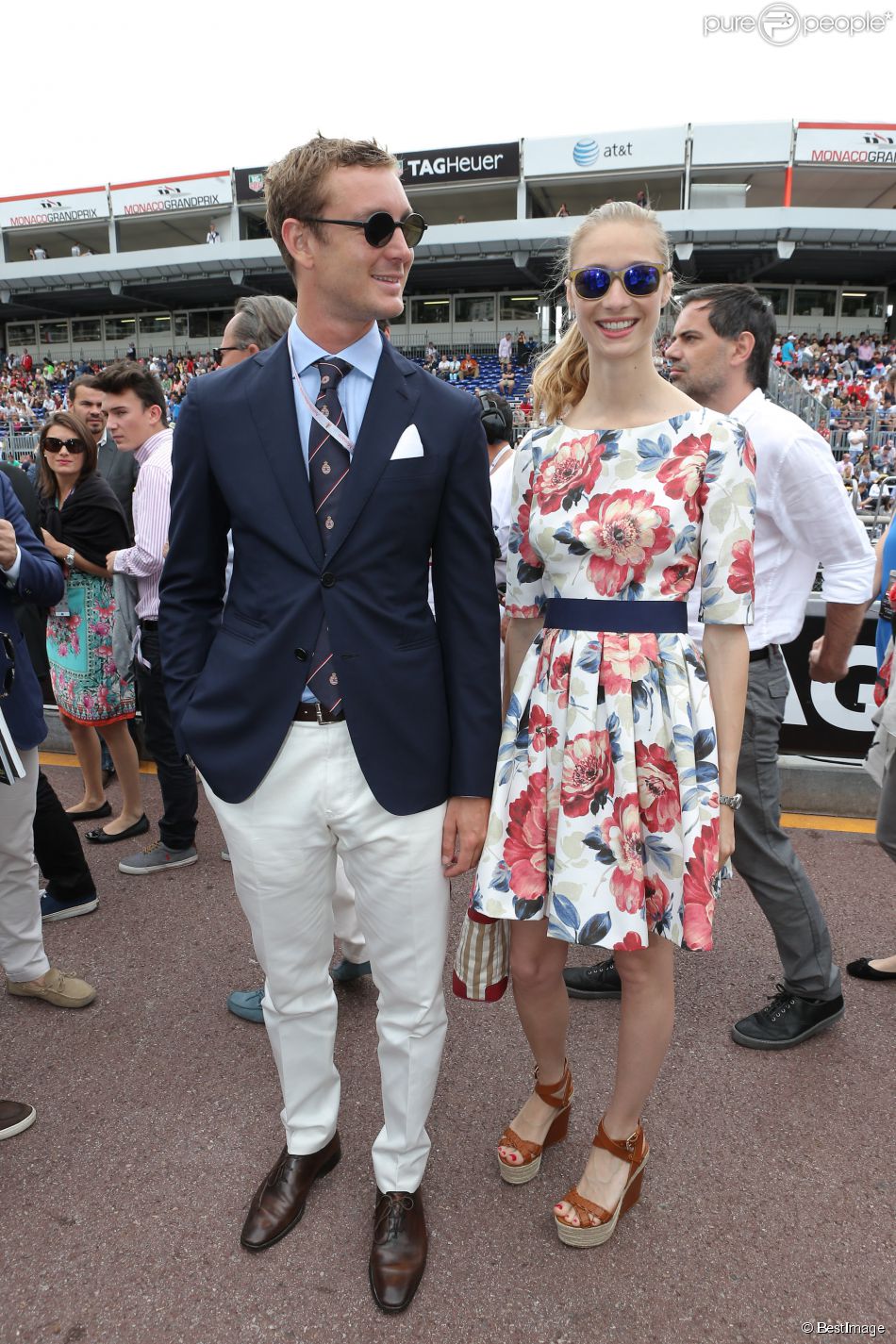  Pierre Casiraghi et sa compagne Beatrice Borromeo au Grand Prix de Formule 1 de Monaco, le 25 mai 2014.  