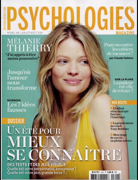 Mélanie Thierry en couverture de Psychologies magazine de juillet-août 2014
