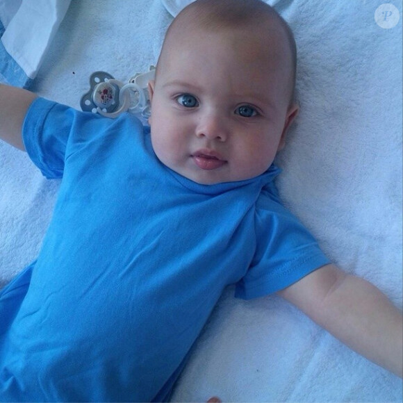 Martin, le fils d'Iker Casillas et Sara Carbonero, le 30 juin 2014. 