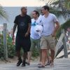 Exclusif - L'ancien joueur de football Olivier Dacourt rencontre ses fans et regarde du beach-soccer sur la plage d'Ipanema à Rio de Janeiro au Brésil le 2 juillet 2014.