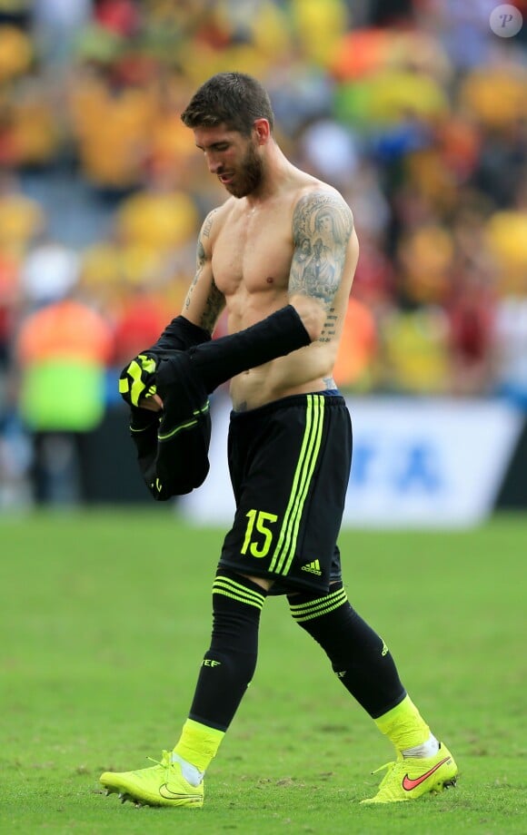 Sergio Ramos après la rencontre Australie - Espagne de Coupe du monde à l'Arena da Baixada à Curitiba, le 23 juin 2014