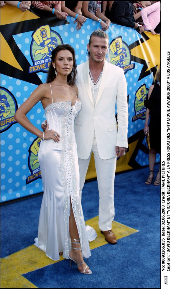 David et Victoria Beckham aux MTV Movie Awards, à Los Angeles, le 31 mars 2003.