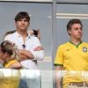 L'animateur Luciano Huck et Ashton Kutcher - Ashton Kutcher assiste à la victoire de l'Allemagne sur le Brésil (7-1) lors de la Coupe du monde de football à Belo Horizonte au Brésil le 8 juillet 2014. 
