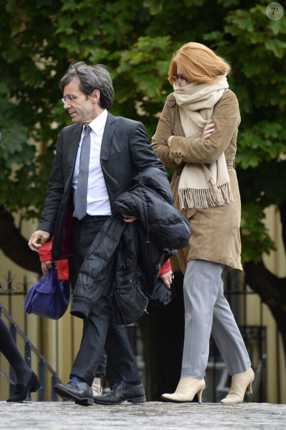 David Pujadas assiste aux obsèques de Benoît Duquesne, à l'église Jeanne d'Arc de Versailles, le jeudi 10 juillet 2014.