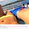 Lucas Digne et sa compagne Tiziri en vacances à Saint-Tropez, photo publiée sur le compte Twitter de Tiziri, le 13 juillet 2014