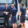 Abbey Clancy victime d'un accident de voiture après s'être fait rentrer dedans par un camion de déménagement, le 13 juillet 2014 à Londres