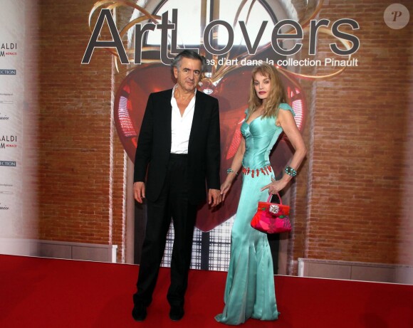 Bernard-Henri Lévy et sa femme Arielle Dombasle - Vernissage de l'exposition "ArtLovers - Histoires d'art dans la collection Pinault" au Grimaldi Forum le 15 juillet 2014.