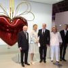 François Pinault, Farah Pahlavi, le prince Albert II de Monaco, Maryvonne Pinault, Martin Béthenod et Michel Roger (ministre d'État de la principauté de Monaco) - Vernissage de l'exposition "ArtLovers - Histoires d'art dans la collection Pinault" au Grimaldi Forum le 15 juillet 2014.