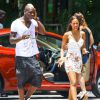 Exclusif - Mario Balotelli et sa fiancée Fanny Neguesha font du shopping à Miami, le 12 juillet 2014.