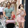 Tamara Ecclestone et son époux Jay Rutland avec leur fille Sophia dans les rues de Saint-Tropez, le 20 juillet 2014