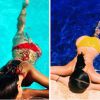 Les deux bombes Emily Ratajkowski (gauche) et Kim Kardashian (droite) jouent les sirènes sexy dans leur piscine de vacances