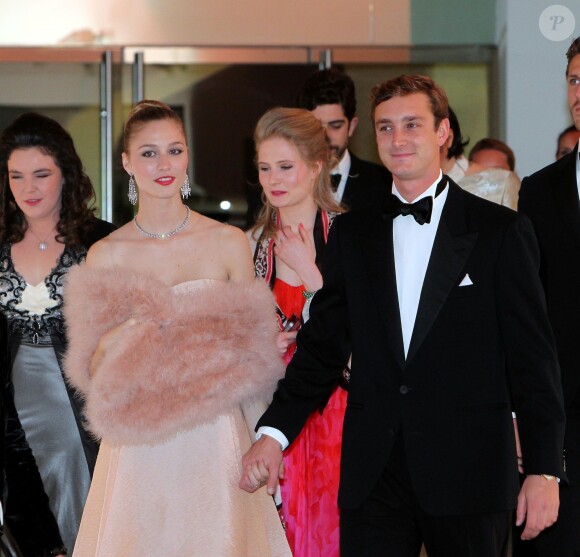 Beatrice Borromeo et son compagnon Pierre Casiraghi au Bal de la Rose 2014 à Monaco, le 29 mars 2014.
