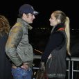  Pierre Casiraghi dit au revoir à sa compagne Beatrice Borromeo avant de prendre le départ du 16e rallye historique de Monte-Carlo, le 27 janvier 2013 à Monaco 