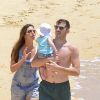 Iker Casillas, sa sublime Sara Carbonero et leur petit Martin profitent de leurs vacances sur les plages de la région de l'Algarve au Portugal, le 5 juillet 2014