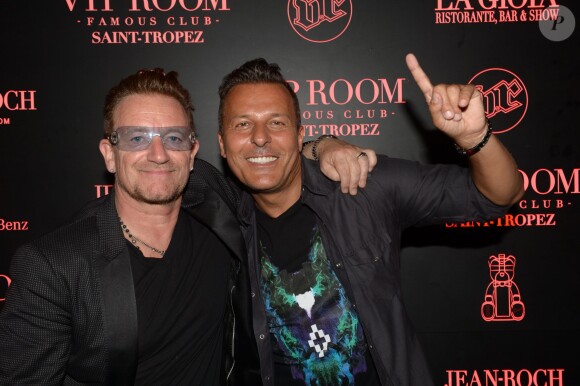 Exclusif - Bono et Jean-Roch au VIP Room à Saint-Tropez, le 23 juillet 2014.