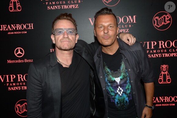 Exclusif - Bono et Jean-Roch au VIP Room à Saint-Tropez, le 23 juillet 2014.