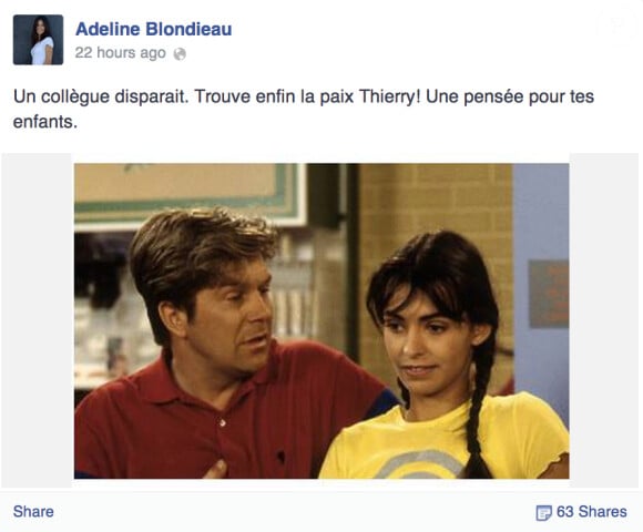 Quelques mots d'Adeline Blondieau en hommage à Thierry Redler, publiés sur Facebook le 27 juillet 2014.