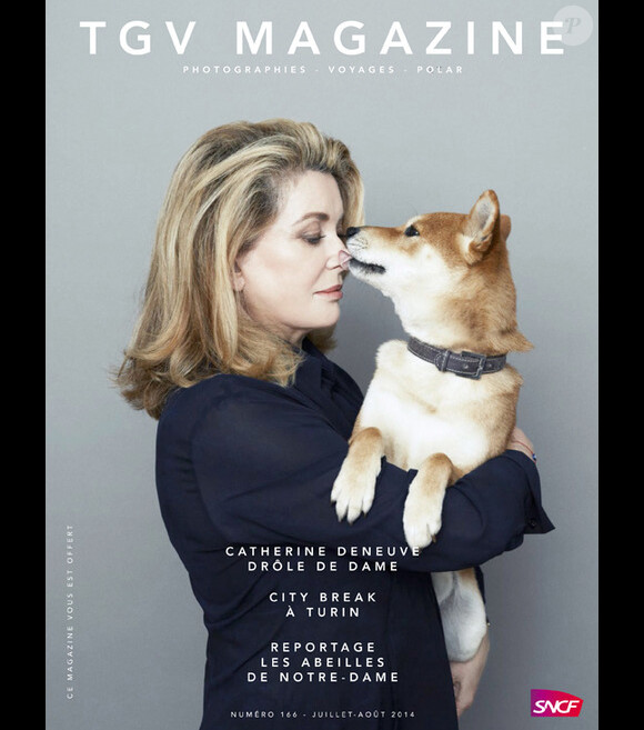 Catherine Deneuve en couverture du TGV Magazine juillet-août 2014