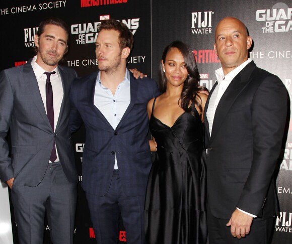 Lee Pace, Chris Pratt, Zoe Saldana et Vin Diesel à la première de Guardians Of The Galaxy à New York le 29 juillet 2014.