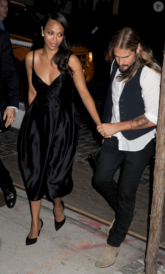 Zoe Saldana et Marco Perego à la première de Guardians Of The Galaxy à New York le 29 juillet 2014.