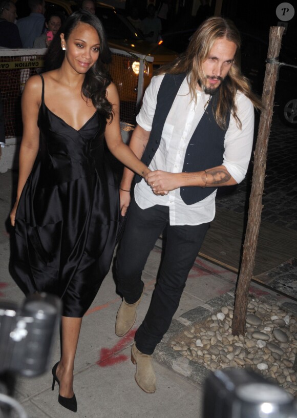 Zoe Saldana et Marco Perego à la première de Guardians Of The Galaxy à New York le 29 juillet 2014.