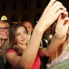 Miranda Kerr fête le lancement du parfum Escada Joyful d'Escada, dont elle est l'égérie. Munich, le 29 juillet 2014.