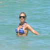 Sylvie Meis (ex-Van der Vaart) se détend sur la plage du Club 55 à Ramatuelle, près de Saint-Tropez. Le 31 juillet 2014.