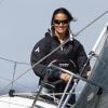 Pippa Middleton à la barre du bateau de l'équipage UKSA lors de l'Aberdeen Asset Management Cowes Week le 3 août 2014 au large de l'île de Wight.
