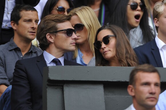 Pippa Middleton et son compagnon Nico Jackson lors de la finale de Wimbledon le 6 juillet 2014