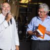 Michel Boujenah et Gerard Jugnot au spectacle de Laurent Gerra lors du 30e Festival de Ramatuelle, le 4 août 2014.