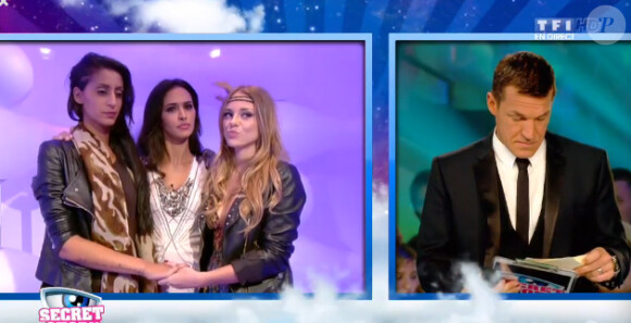 Elodie, Leila et Sara dans la quotidienne de Secret Story 8, sur TF1, le vendredi 8 aout 2014