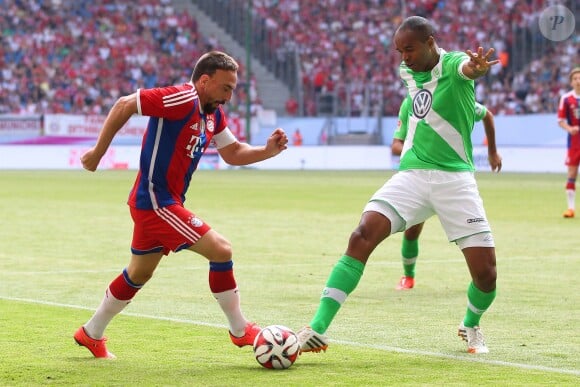 Franck Ribéry lors de la finale de la Telekom Cup 2014 opposant le FC Bayern Munich au VfL Wolfsburg . Hambourg, le 27 juillet 2014.