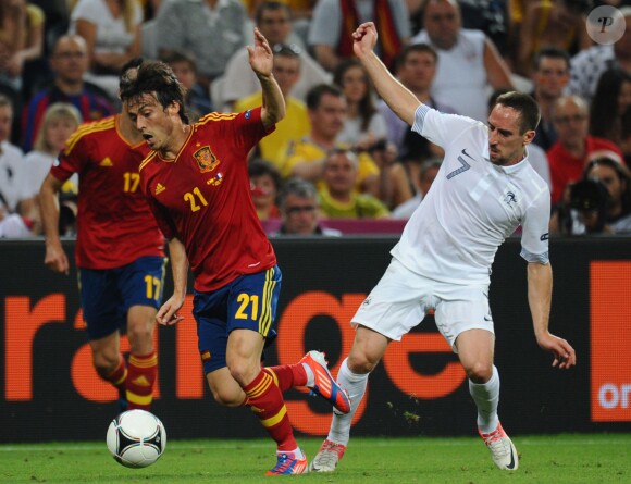 Franck Ribéry lors du match Espagne-France en quart de finale de l'Euro 2012. Donetsk, juin 2012.