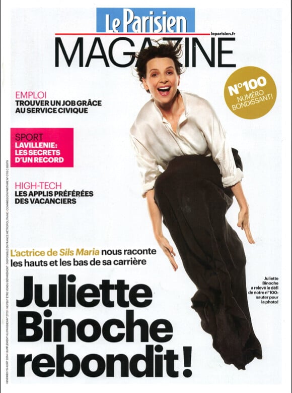 Juliette Binoche en couverture du magazine du Parisien du 15 août 2014