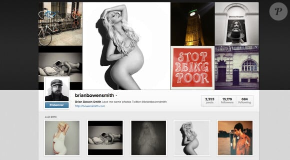 Page Instagram du photographe Brian Bowen Smith, fier des photos de Christina Aguilera enceinte et nue qu'il a prises - août 2014
