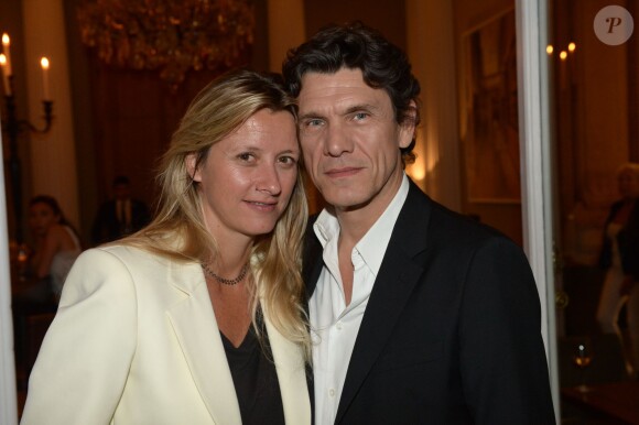 Exclusif - Marc Lavoine et son femme Sarah à Paris le 12 juin 2014, au restaurant Apicius