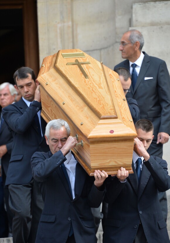 Obsèques de Ménie Grégoire, ex-animatrice star de RTL, en présence de ses enfants et de sa famille, en l'église Saint-Roch à Paris le 21 août 2014.
