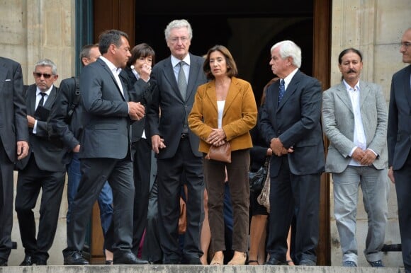 Obsèques de Ménie Grégoire, ex-animatrice star de RTL, en présence de ses enfants et de sa famille, en l'église Saint-Roch à Paris le 21 août 2014.