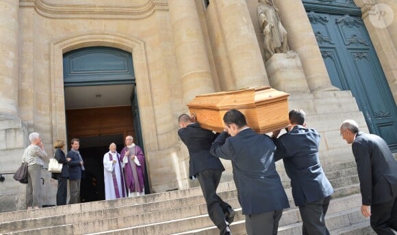 Obsèques de Ménie Grégoire, ex-animatrice star de RTL, en présence de ses enfants et de sa famille, en l'église Saint-Roch à Paris le 21 août 2014.