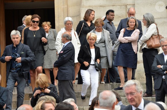 Obsèques de Ménie Grégoire, ex-animatrice star de RTL, en présence de ses enfants et de sa famille, en l'église Saint-Roch à Paris le 21 août 2014.