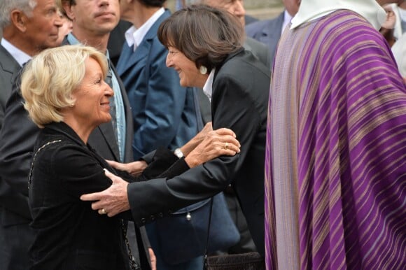 Obsèques de Ménie Grégoire, ex-animatrice star de RTL, en présence de ses enfants et de sa famille, en l'église Saint-Roch à Paris le 21 août 2014.