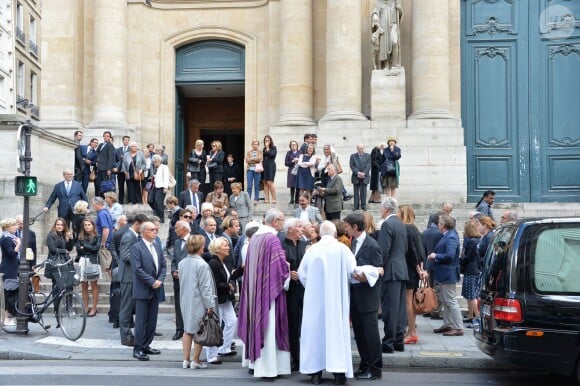 Obsèques de Ménie Grégoire, ex-animatrice star de RTL, en présence de ses enfants et de sa famille, en l'église Saint-Roch à Paris le 21 août 2014.