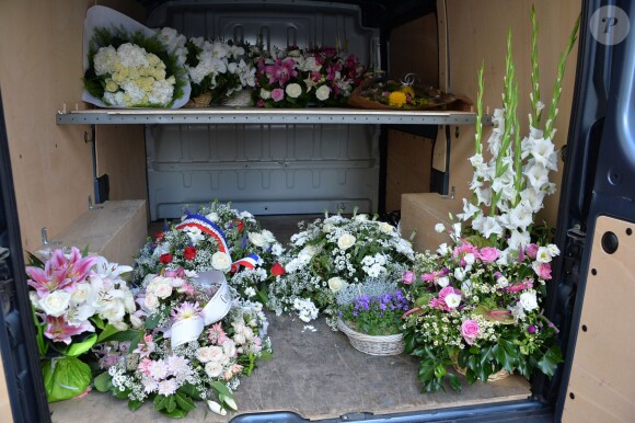 Obsèques de Ménie Grégoire, ex-animatrice star de RTL, en présence de ses enfants et de sa famille, en l'église Saint-Roch à Paris le 21 août 2014.