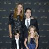 Sophie Thalmann, son mari Christopher Soumillon et leur enfants Charlie et Mika - 65e édition des Cravaches d'Or au Théâtre des Champs-Elysées à Paris le 14 mars 2014.