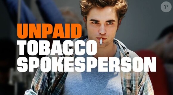 Robert Pattinson cigarette à la bouche est visé par la campagne Unpaid Tobacco Spokesperson, août 2014.