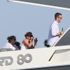 Ralf Schumacher sur son luxueux yacht au large de Saint-Tropez, le 21 août 2014