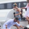 Ralf Schumacher, son épouse et ses amis, au large de Saint-Tropez le 21 août 2014